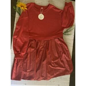 Anrabess Red Puff Sleeve Midi Dress – Size Large – NWT